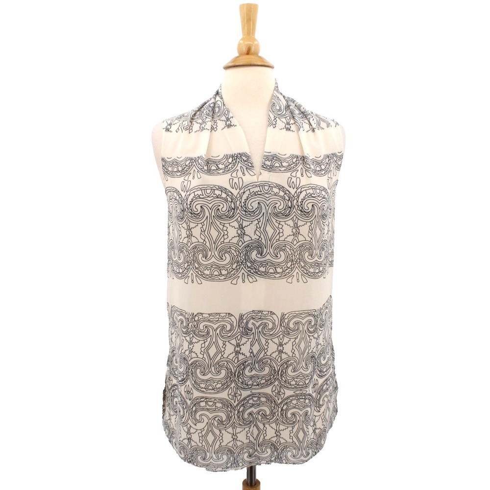 CAbi 3091 Scrollwork Sleeveless Blouse XS V-Neck‎